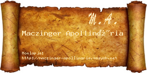 Maczinger Apollinária névjegykártya